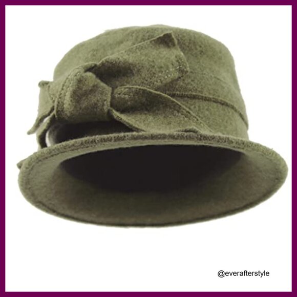 100% Wool Bucket Hat Vintage Floral Winter Dress Hat main image 4